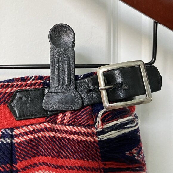 Vintage Highland Queen Kilt Skirt Red Tartan Wool Blend Short Mini - Picture 3 of 9